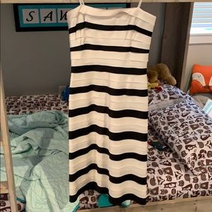 BCBG Fitted Black and Off-White Dress
